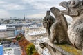 Chimera of the Cathedral of Notre Dame de Paris overlooking Paris