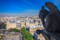 Chimere looking toward the Eiffel Tower and the district of La D Royalty Free Stock Photo