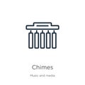 Chimes icon. Thin linear chimes outline icon isolated on white background from music collection. Line vector sign, symbol for web