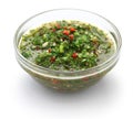 Chimichurri sauce, traditional Argentine condiment Royalty Free Stock Photo