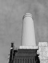 Battersea Power Station chimney in London, black and white