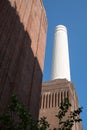 Chimney at Battersea Power Station, renovated interwar building, now a mixed use retail and residential scheme.