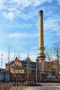 The chimney of a brick in an old gasworks Royalty Free Stock Photo