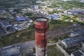 The chimney of old city heating boiler house Royalty Free Stock Photo