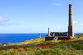 Chimney Remains at Levant Tin Mine in Cornwall Royalty Free Stock Photo