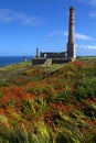 Chimney Remains at Levant Tin Mine in Cornwall Royalty Free Stock Photo