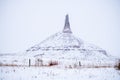 Chimney Rock National Historic Site, in Bayard Nebraska. Winter scene Royalty Free Stock Photo