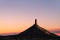 Chimney Rock National Historic Site illuminated at night, western Nebraska, USA Royalty Free Stock Photo