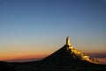 Chimney Rock National Historic Site illuminated at night, western Nebraska, USA Royalty Free Stock Photo