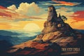 Chimney Rock State Park in North Carolina Illustration