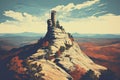 Chimney Rock State Park in North Carolina Illustration