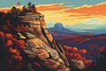 Chimney Rock State Park in North Carolina Illustration