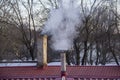 Chimney smoking stack. Air pollution and climate change theme. Royalty Free Stock Photo