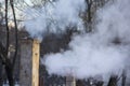 Chimney smoking stack. Air pollution and climate change theme. Royalty Free Stock Photo