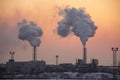 Chimney smoking stack. Air pollution and climate change theme. Royalty Free Stock Photo