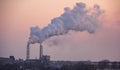 Chimney smoking stack. Air pollution and climate change theme. Royalty Free Stock Photo
