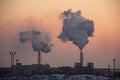 Chimney smoking stack. Air pollution and climate change theme. Royalty Free Stock Photo