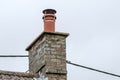 Chimney stack seen with a fitted anti-nesting bird cowl.