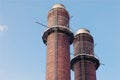 Chimney-stalk against blue sky Royalty Free Stock Photo