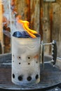 Chimney starter (Charcoal chimney) Royalty Free Stock Photo