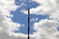 Chimney steam pipe of industrial manufacturing plant under the blue sk Royalty Free Stock Photo