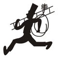 Chimney sweep, person with ladder and brush, vector illustration Royalty Free Stock Photo