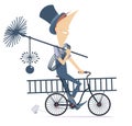 Cartoon cycling chimney sweeper illustration