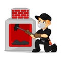 Chimney Sweeper cleaning fireplace