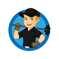 Chimney Sweeper hold broom inside circle Royalty Free Stock Photo