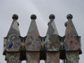 Chimneys in a Gaudi building in Barcelona Royalty Free Stock Photo