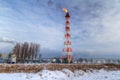 Chimneys of Polish oil rafinery in Gdansk Royalty Free Stock Photo