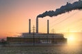 Coal power plant at sunrise