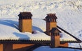 Chimneys and snow. Royalty Free Stock Photo