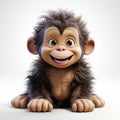 Chimp Baby: Realistic 3d Pixar Style Cartoon Monkey With A Big Smile Royalty Free Stock Photo