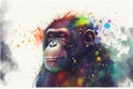 Chimp Chimpanzee watercolour illustration