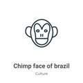 Chimp face of brazil outline vector icon. Thin line black chimp face of brazil icon, flat vector simple element illustration from