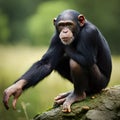 Chimpanze Chill in the Rock staring at Camera Royalty Free Stock Photo