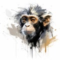 Abstract Wildlife Portrait: Chimpanzee Face Illustration In Florian Nicolle Style