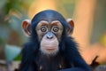 chimpanzee baby with wide, curious eyes