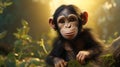 Cute Chimp Desktop Wallpaper In 3d Vray Tracing Style