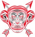 Chimpanzee head in pop art style