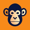 Chimpanzee icon. Vector illustration isolated on orange background. Generative AI