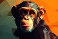 chimpanzee monkey ape Low poly animal style illustration generative ai