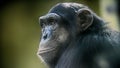 Chimpanzee monkey in profile gnawing twig Royalty Free Stock Photo