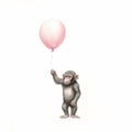 Chimpanzee With Pink Balloon: Monochromatic Realism And Animated Gifs