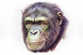 chimpanzee portrait. 3d illustration isolated on white background. Generative AI Royalty Free Stock Photo