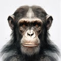 Chimpanzee portrait, hand drawn, isolated on white background Royalty Free Stock Photo