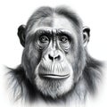 Chimpanzee portrait isolated on white background