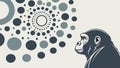 Chimpanzee Silhouette Abstract Dots, Wildlife and Nature, vector design Generative AI Royalty Free Stock Photo