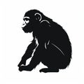 Contemplative Absurdity: A Chimpanzee Silhouette In Golden Age Illustration Style Royalty Free Stock Photo